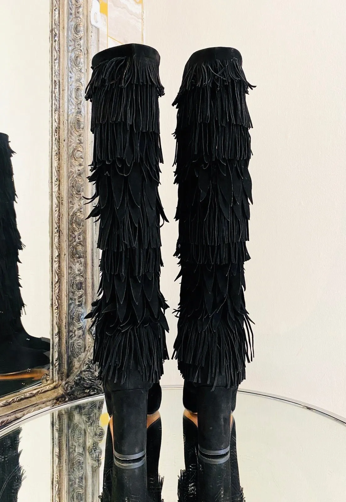 Aquazurra Suede Fringe Boots. Size 35.5