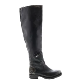 A.S.98 Sonny A50310-203 Womens Black Leather Zipper Knee High Boots