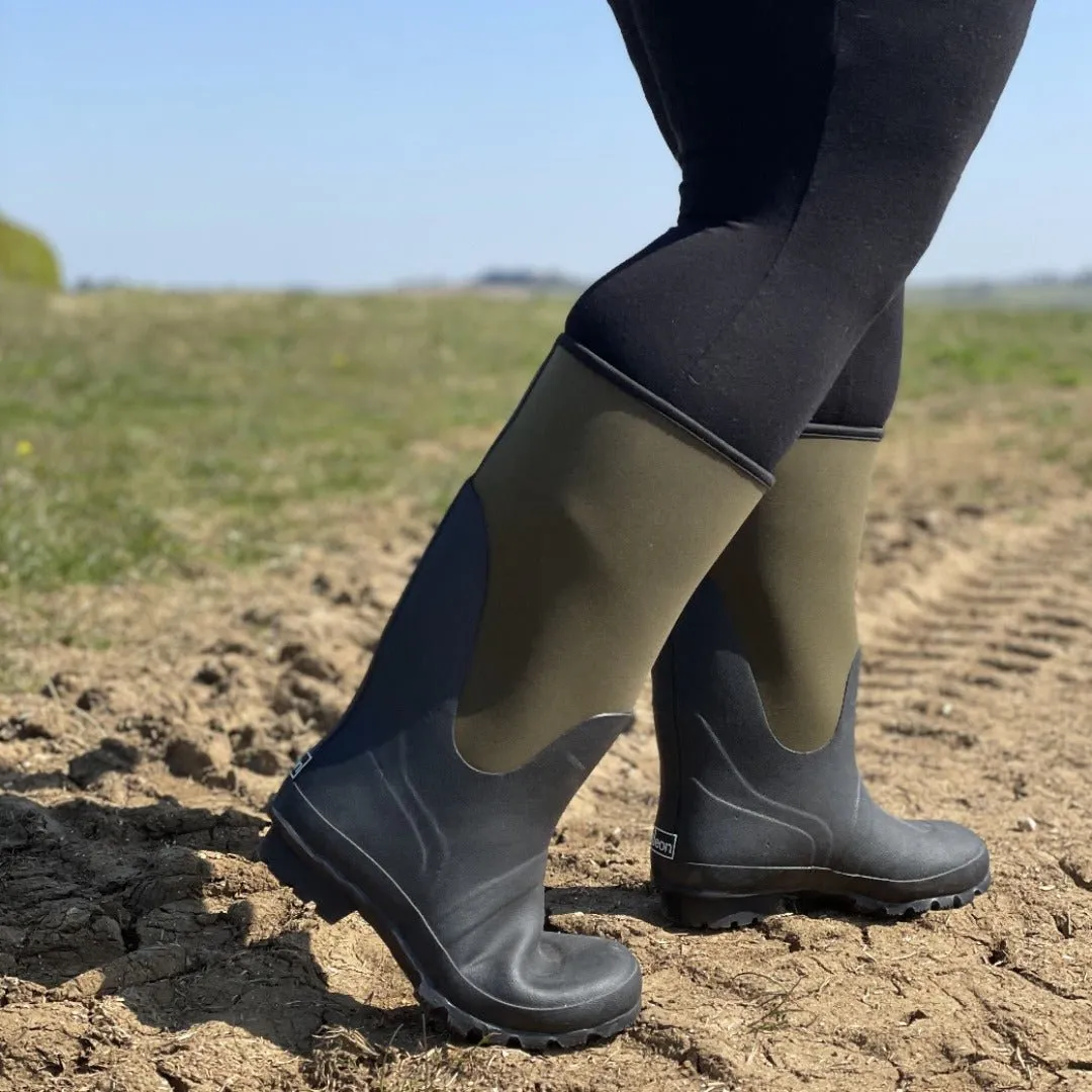 Extra Wide Calf Green Neoprene Wellies - Wide in Foot and Ankle - Fit 40-50cm Calf