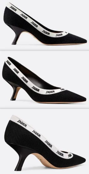 J'Adior Black Embroidered Pump, 6.5 cm