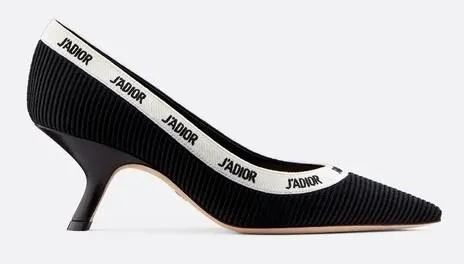 J'Adior Black Embroidered Pump, 6.5 cm