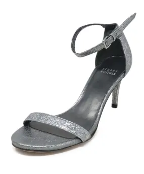 Stuart Weitzman Metallic Pewter Leather Heels sz 6